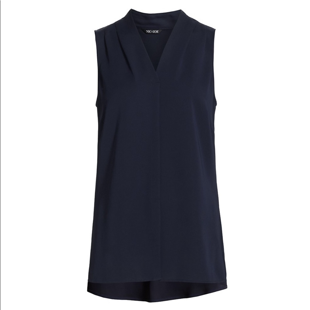 NWT Nic + Zoe lace woven black sleeveless blouse